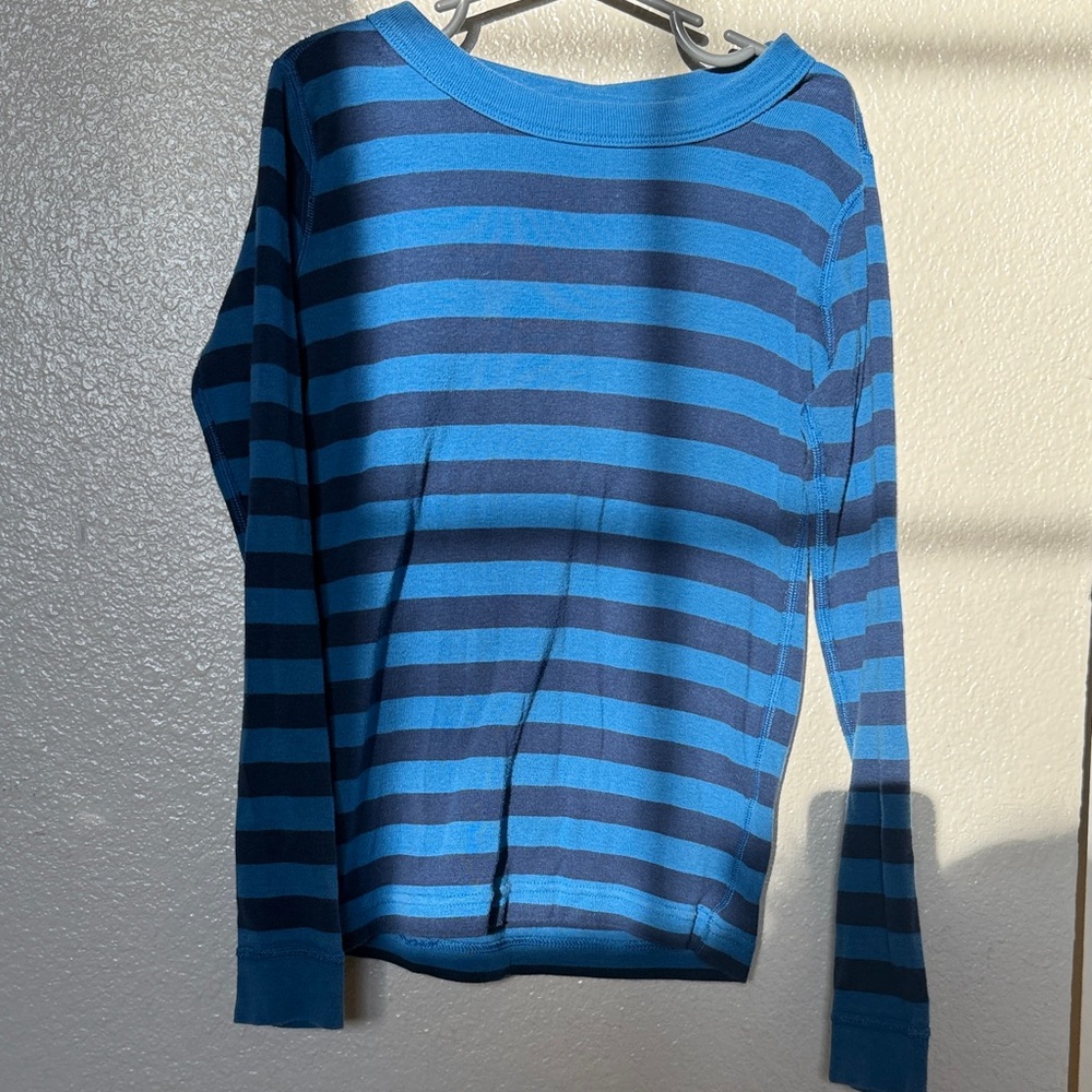 Hanna Andersson Blue and Navy Striped Kids Pajama Top